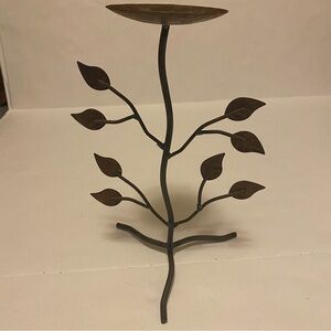 Elegant Brown Leaf Candle Holder